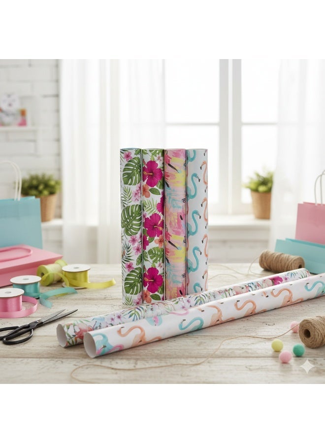 diu toyz Birthday Wrapping Paper Set of 6 Sheets 70cm x 50cm Each Colorful Flamingo Gift Wrap Paper Set for Kids Boys Girls Baby Shower Holidays Premium Present Wrap Party Wrapping Sheets Decorative Festive Gift Wrap for Celebrations Toddlers. - Image 1